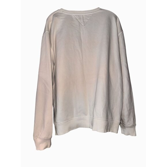 Tommy Hilfiger White Logo Sweatshirt XL Crewneck Cotton/Polyester Unisex Casual - Picture 7 of 8